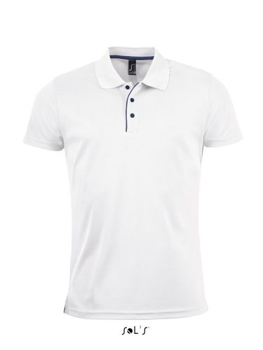 Férfi rövid ujjú galléros sport póló, SOL'S SO01180, White-2XL