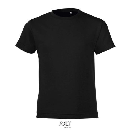 REGENT FIT gyerek rövid ujjú kereknyakú póló, SOL'S SO01183, Deep Black-10A