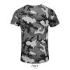 Férfi terepmintás rövid ujjú környakas pamut póló, SOL'S SO01188, Grey Camo-S