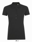 Női PHOENIX sztreccs galléros póló, SOL'S SO01709, Black-L