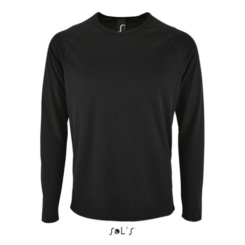 Férfi hosszú ujjú sport póló, SOL'S SO02071, Black-XL