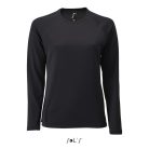 Női hosszú ujjú sport póló, SOL'S SO02072, Black-L