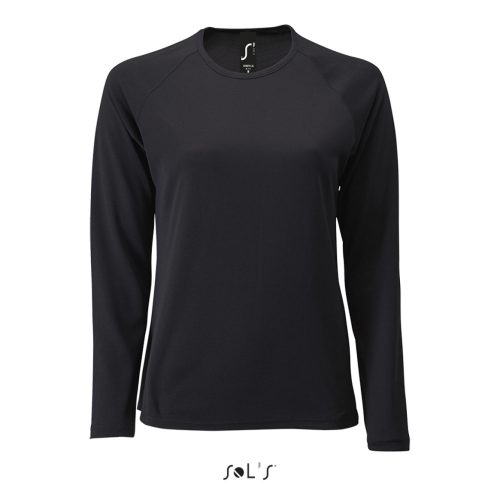 Női hosszú ujjú sport póló, SOL'S SO02072, Black-M