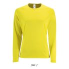 Női hosszú ujjú sport póló, SOL'S SO02072, Neon Yellow-2XL