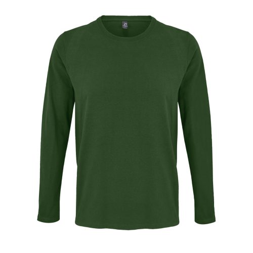 Férfi IMPERIAL hosszú ujjú környakas pamut póló, SOL'S SO02074, Bottle Green-2XL