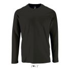 Férfi IMPERIAL hosszú ujjú környakas pamut póló, SOL'S SO02074, Deep Black-2XL