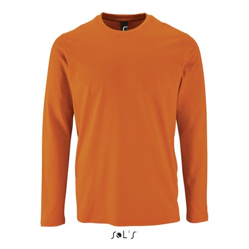 Férfi IMPERIAL hosszú ujjú környakas pamut póló, SOL'S SO02074, Orange-3XL