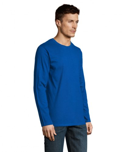 Férfi IMPERIAL hosszú ujjú környakas pamut póló, SOL'S SO02074, Royal Blue-S