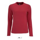 Női IMPERIAL hosszú ujjú környakas pamut póló, SOL'S SO02075, Red-XL