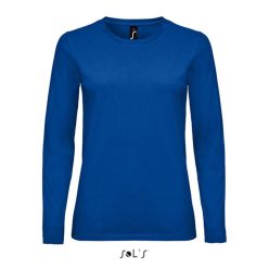   Női IMPERIAL hosszú ujjú környakas pamut póló, SOL'S SO02075, Royal Blue-S