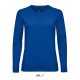 Női IMPERIAL hosszú ujjú környakas pamut póló, SOL'S SO02075, Royal Blue-XL