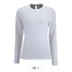 Női IMPERIAL hosszú ujjú környakas pamut póló, SOL'S SO02075, White-L