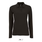 Női PERFECT hosszú ujjú galléros piké póló, SOL'S SO02083, Black-XL