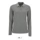 Női PERFECT hosszú ujjú galléros piké póló, SOL'S SO02083, Grey Melange-2XL