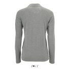 Női PERFECT hosszú ujjú galléros piké póló, SOL'S SO02083, Grey Melange-2XL