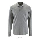 Férfi PERFECT hosszú ujjú galléros piké póló, SOL'S SO02087, Grey Melange-3XL