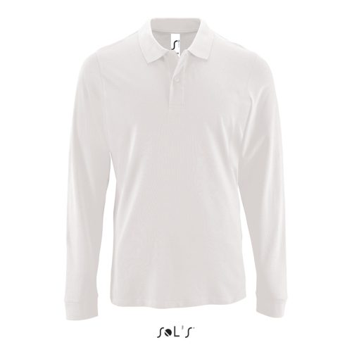 Férfi PERFECT hosszú ujjú galléros piké póló, SOL'S SO02087, White-2XL