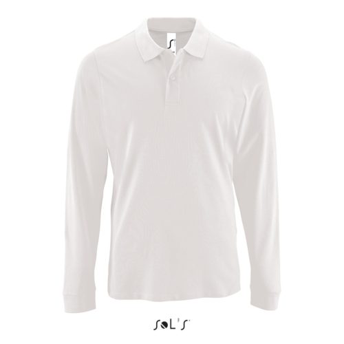 Férfi PERFECT hosszú ujjú galléros piké póló, SOL'S SO02087, White-3XL