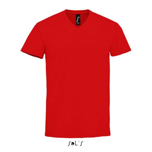 Férfi MPERIAL V-nyakú rövid ujjú póló, SOL'S SO02940, Red-XL