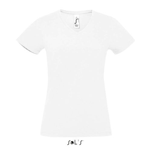 Női MPERIAL V-nyakú rövid ujjú póló, SOL'S SO02941, White-XL