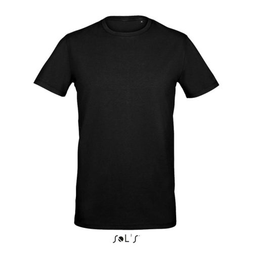 Férfi MILLENIUM sztreccs póló, kereknyakú rövid ujjú, SOL'S SO02945, Deep Black-3XL