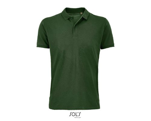 Férfi PLANET organikus rövid ujjú galléros póló, SOL'S SO03566, Bottle Green-L