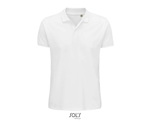 Férfi PLANET organikus rövid ujjú galléros póló, SOL'S SO03566, White-2XL