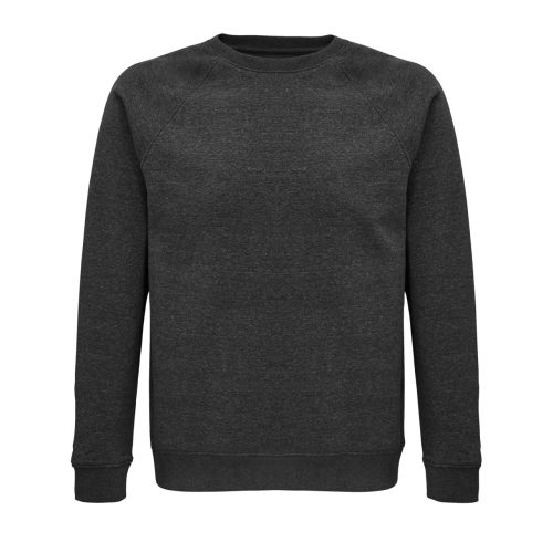 Uniszex  organikus környakas pulóver, SOL'S SO03567, Charcoal Melange-2XL