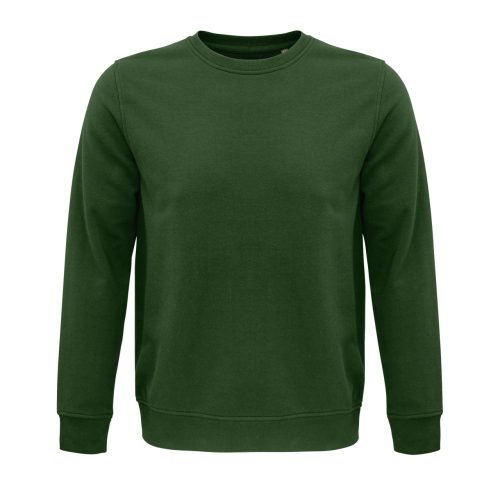 Uniszex  organikus környakas pulóver frottír béléssel, SOL'S SO03574, Bottle Green-2XL