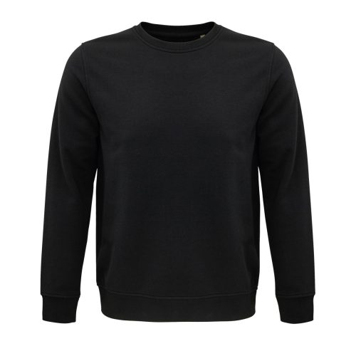 Uniszex  organikus környakas pulóver frottír béléssel, SOL'S SO03574, Black-2XL