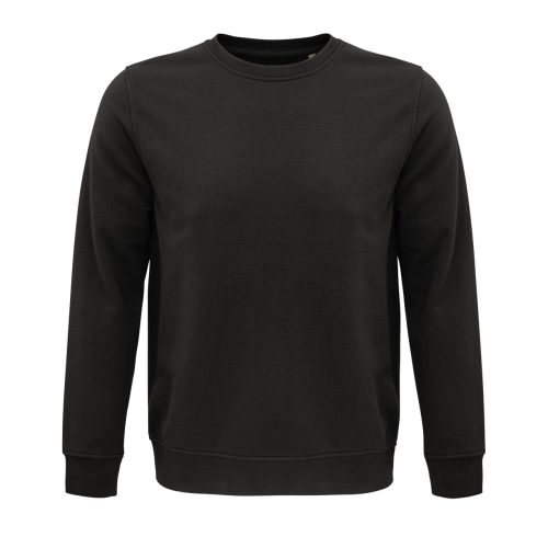 Uniszex  organikus környakas pulóver frottír béléssel, SOL'S SO03574, Deep Charcoal Grey-2XL