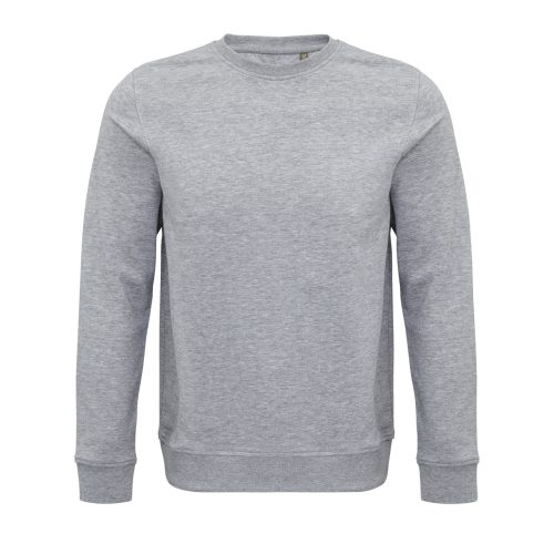 Uniszex  organikus környakas pulóver frottír béléssel, SOL'S SO03574, Grey Melange-2XL