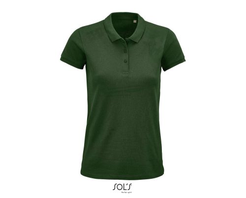 Női PLANET organikus rövid ujjú galléros póló, SOL'S SO03575, Bottle Green-2XL