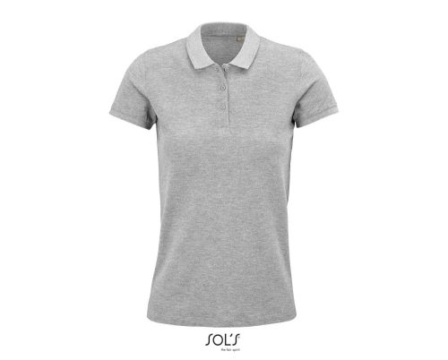 Női PLANET organikus rövid ujjú galléros póló, SOL'S SO03575, Grey Melange-3XL