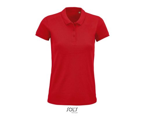 Női PLANET organikus rövid ujjú galléros póló, SOL'S SO03575, Red-2XL