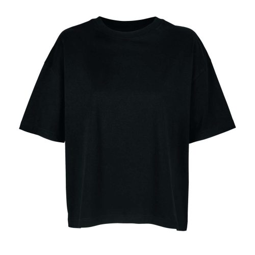 Női BOXY organikus, széles fazonú rövid ujjú póló, SOL'S SO03807, Deep Black-XL