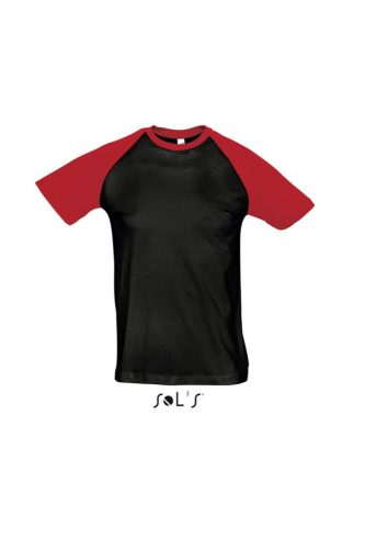 Férfi FUNKY raglános kétszínű rövid ujjú póló, SOL'S SO11190, Black/Red-S