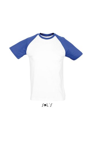 Férfi FUNKY raglános kétszínű rövid ujjú póló, SOL'S SO11190, White/Royal Blue-M