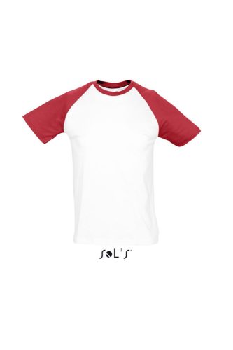 Férfi FUNKY raglános kétszínű rövid ujjú póló, SOL'S SO11190, White/Red-2XL