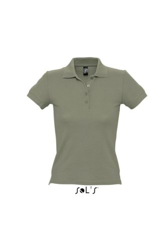 Női PEOPLE rövid ujjú galléros pamut póló, SOL'S SO11310, Khaki-2XL