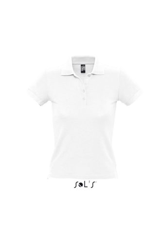 Női PEOPLE rövid ujjú galléros pamut póló, SOL'S SO11310, White-2XL