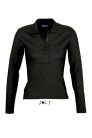 Női PODIUM hosszú ujjú galléros pamut póló, SOL'S SO11317, Black-XL