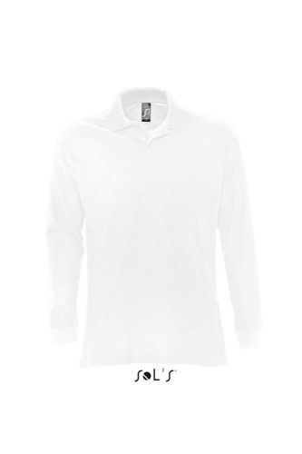 Férfi STAR hosszú ujjú galléros pamut póló, SOL'S SO11328, White-XL