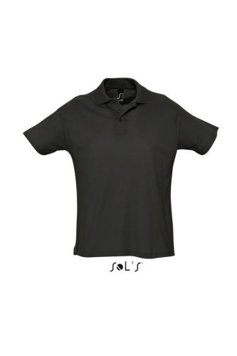 Férfi  SUMMER II rövid ujjú galléros piké pamut póló, SOL'S SO11342, Black-L