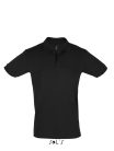 Férfi PERFECT két gombos rövid ujjú galléros piké pamut póló, SOL'S SO11346, Black-3XL