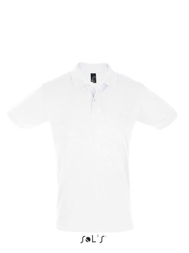 Férfi PERFECT két gombos rövid ujjú galléros piké pamut póló, SOL'S SO11346, White-2XL