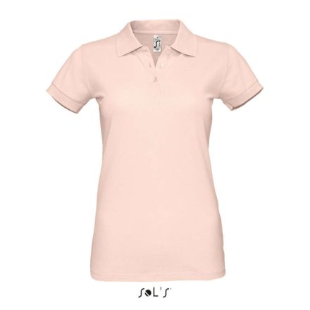 Női PERFECT három gombos rövid ujjú galléros piké pamut póló, SOL'S SO11347, Creamy Pink-XL