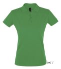 Női PERFECT három gombos rövid ujjú galléros piké pamut póló, SOL'S SO11347, Kelly Green-2XL