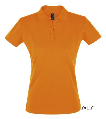 Női PERFECT három gombos rövid ujjú galléros piké pamut póló, SOL'S SO11347, Orange-2XL