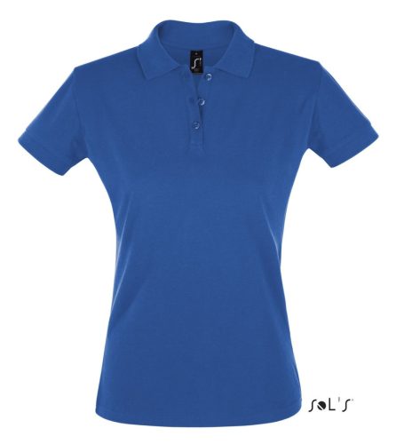 Női PERFECT három gombos rövid ujjú galléros piké pamut póló, SOL'S SO11347, Royal Blue-2XL